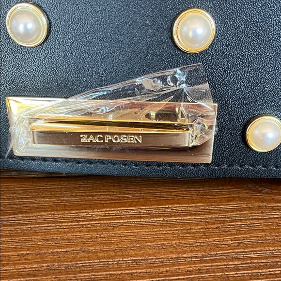 NWT ZAC Zac Posen Black Crossbody with Pearl Accents - Picture 4 of 8